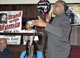 Actor Danny Glover speaks at<br>‘Free Mumia’ rally. 