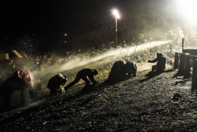 Police turn water cannons on Dakota Access Pipeline protesters.