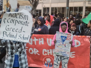 Community blocks traffic to protest school privatization. Philadelphia, Feb. 21.WW photo: Betsey Piette