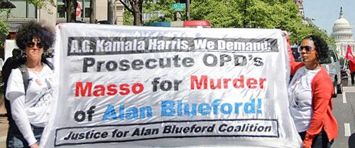 Mollie Costello, left, & Jeralynn Blueford demand justice.