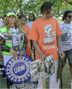 Nissan autoworkers traveled from Mississippi to D.C. They are fighting for a union.WW photo: G. Dunkel