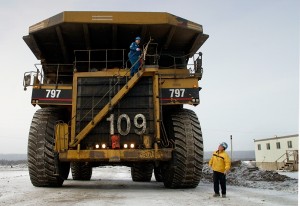 Equipment at oil sands mine in Alberta, Canada.