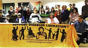 Activists with disablities build solidarity with labor and community struggles.Photo: Alberto Cardona