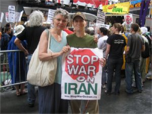 With Minnie Bruce Pratt at Stop War on Iran protest.WW photo: Mike Eilenfeldt