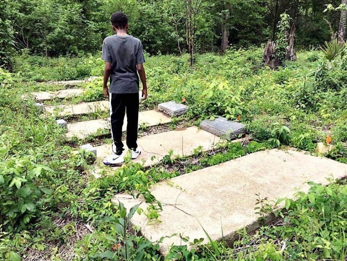 Historic African-American New Hope cemetery, sacred space threatened by for-profit coal ash landfill in Uniontown, Alabama.