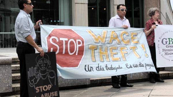 Adelante Worker Center protest against wage theft.