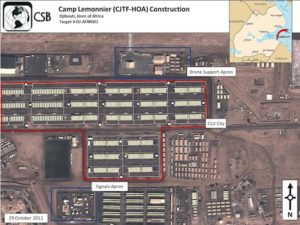 The Pentagon maintains a large military base in Djibouti at Camp Lemonnier where the U.S. Africa Command (AFRICOM) directs its operations in the region.