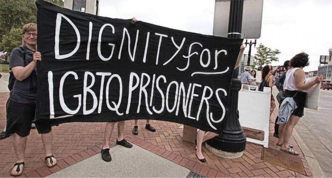 A protest supporting LGBTQ prisoners was held outside MDOC headquarters in Lansing on May 26.