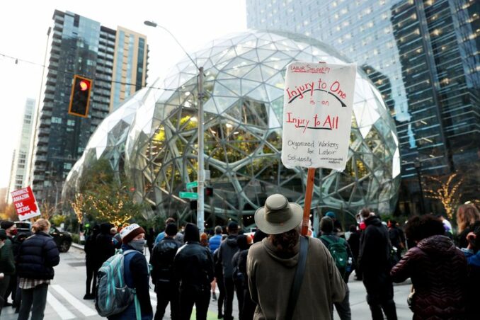 Seattle Amazon workers rally for Bessemer, Ala.