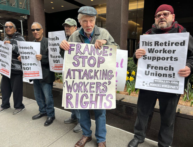 Protest at French Mission to the United Nations in New York, March 28.