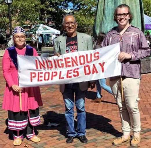 Marshall University celebrates Indigenous Peoples Day, Oct. 12. From left to right: Genenahgehneh Lee, Haudenosaunee, president MU Native American Students; Guy Jones, Hunkpapa Lakota, activist and elder; and Matt Adkins, Cherokee, MU Native American Students. 