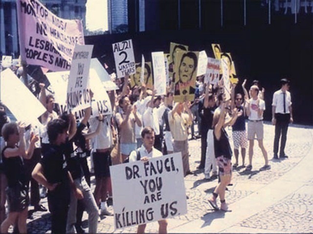 ACT-UP 1980s protest at the U.S. National Institutes of Health in Bethesda, Md.