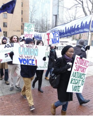 Temple adjuncts and supporters march, Feb. 23.WW photo: Joseph Piette