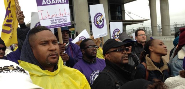 Airport workers at seven of the busiest U.S. hubs went on strike.
