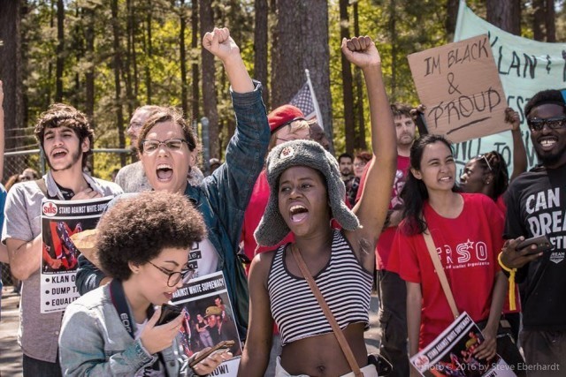 Youths from Tallahassee, Fla., SDS confront KKK at Stone Mountain, Ga.Photo: Steve Eberhardt