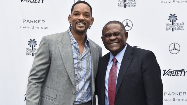 Actor Will Smith, Dr. Bennet Omalu at ‘Concussion’ premiere.