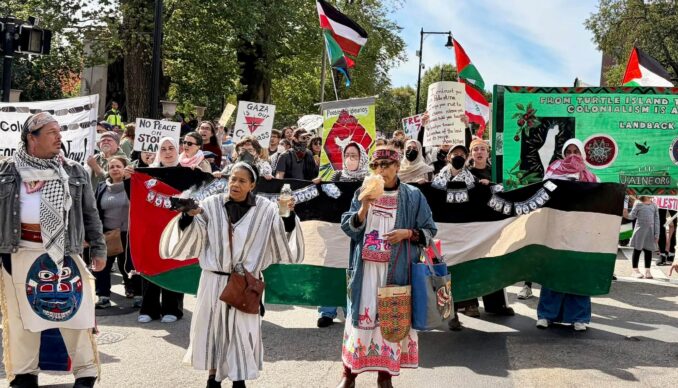 Boston Indigenous Peoples Day: “From Turtle Island to Palestine – Land Back!”