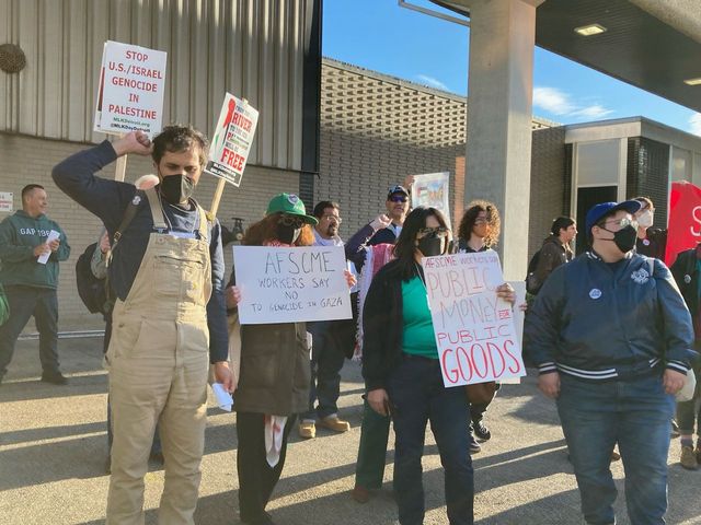 Militant pro-Palestine demonstration during Labor Notes conference takes the street