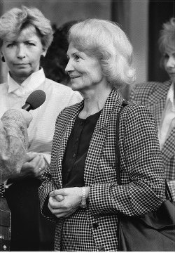 Margot Honecker, GDR minister of education, visiting a children’s facility in Berlin, September 1989.Photo: Gabriele Senft