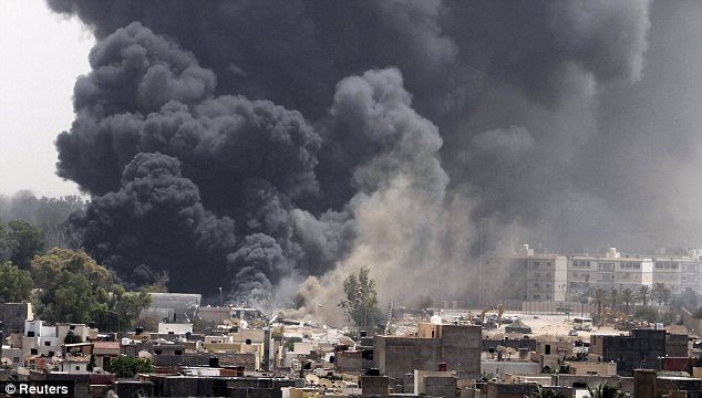 NATO bombs Tripoli, Spring 2011.