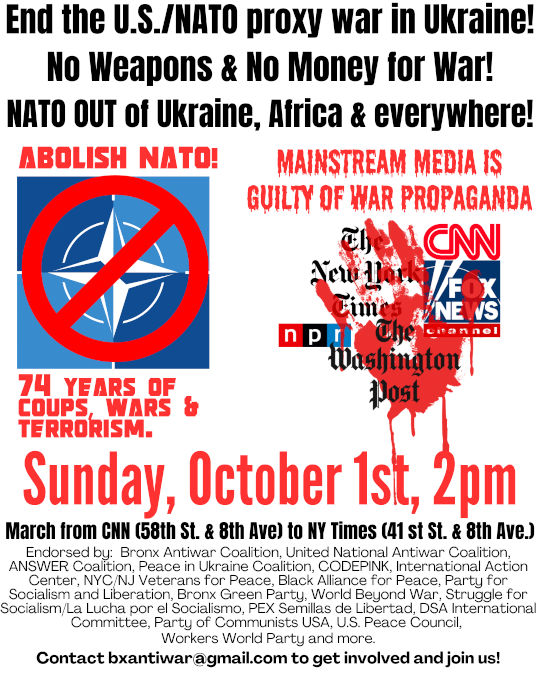 Antiwar action Oct 1 in NYC