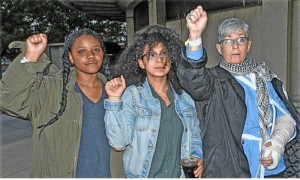 Released after 23 hours in Philly jails: Chananiah Maxwell, Andrea Jacome and Cindy Miller.WW photo: Joseph Piette
