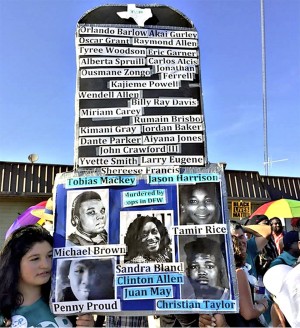 Protest in Waller County, Texas, on Aug. 9, anniversary of the murder of Michael Brown in Ferguson, Mo., and for Sandy Bland, who died on July 13.WW photo: Gloria Rubac