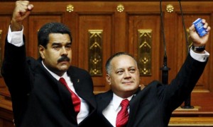 Venezuela's president, Nicolas Maduro, left, has sworn to defend the head of the National Assembly, Diosdado Cabello, right.