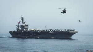 The Pentagon has sent nine warships, including an aircraft carrier and a guided-missile cruiser, to waters off the coast of Yemen.