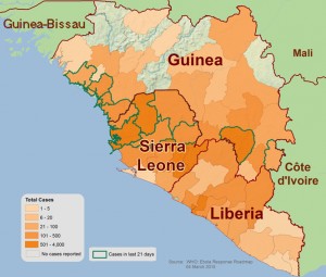 2014 Ebola outbreak in West Africa - outbreak distribution map.